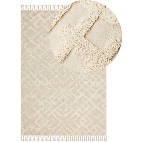 Teppich ARDAHAN Beige 140 x 200 cm Baumwolle