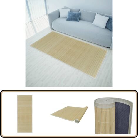 Teppich Bambus Natur Rechteckig 80x200 cm - Bambus Teppich - Naturfaser Teppich - Rattan Teppich - Wohnzimmer Teppich - Flur Teppich
