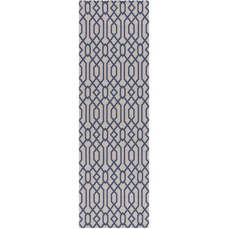 Teppich - Baumwolle - Grau Blau - Boho Style Ornamente Muster Deko Schlafzimmer 130 x 190 cm