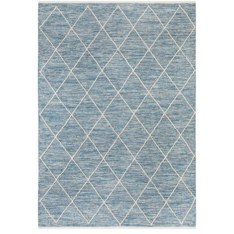 Teppich Baumwolle Rautenmuster Skandinavisch 170 x 240 cm - Blau