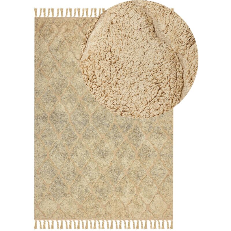 Beliani Teppich Sanliurfa Sandbeige 140 X 200 Cm Baumwolle