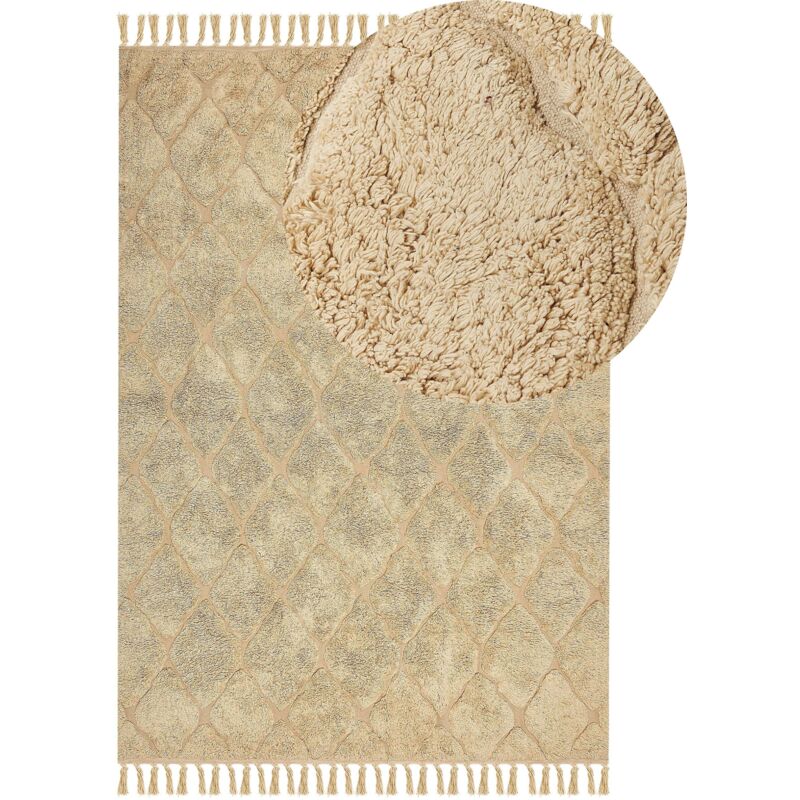 Beliani Teppich Sanliurfa Sandbeige 160 X 230 Cm Baumwolle