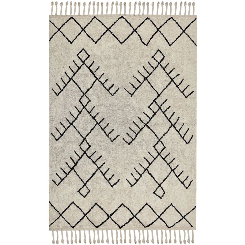 Beliani Teppich Erler Hellbeige 160 X 230 Cm Baumwolle