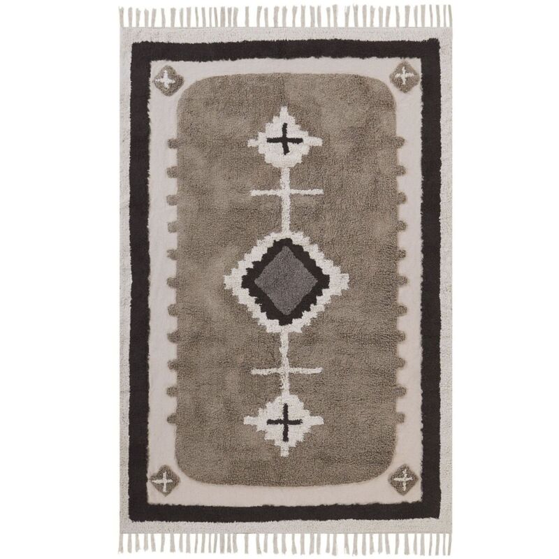 Beliani Teppich Geyve Beige 140 X 200 Cm Baumwolle