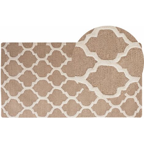 Teppich beige marokkanisches Muster 80 x 150 cm handgetuftet Erbaa - Beige