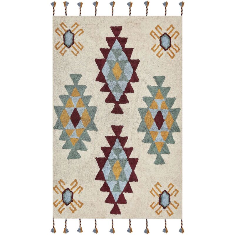 Beliani Teppich Duzce Beige 140 X 200 Cm Baumwolle