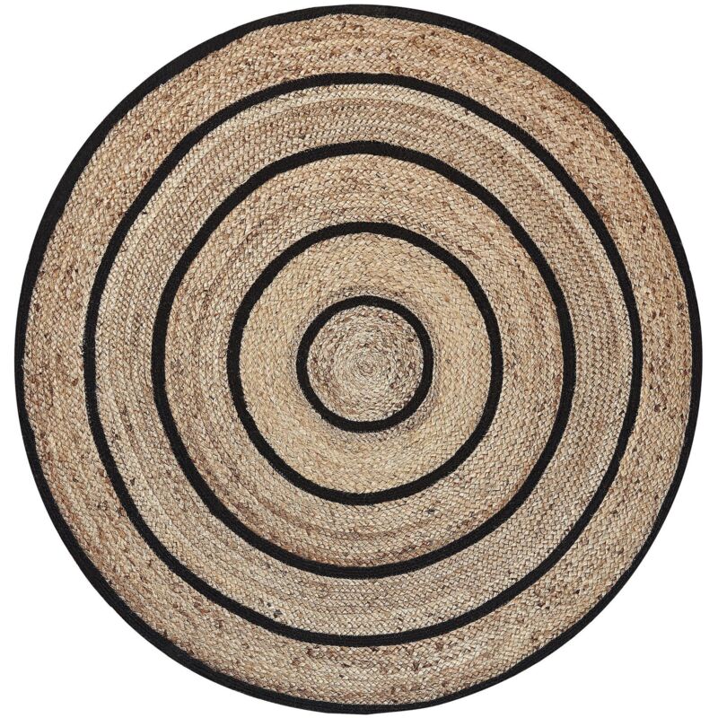 Beliani Teppich Bukse Beige Ø 140 Cm Jute