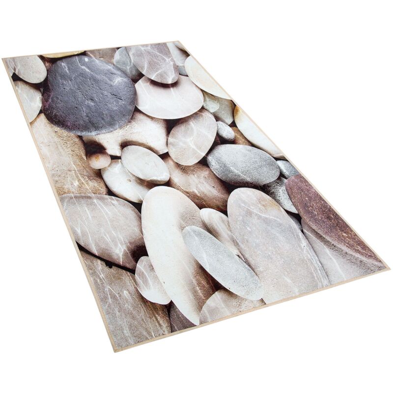Teppich Beige Steinoptik 80 X 150 Cm Kurzflor Denizli 113942