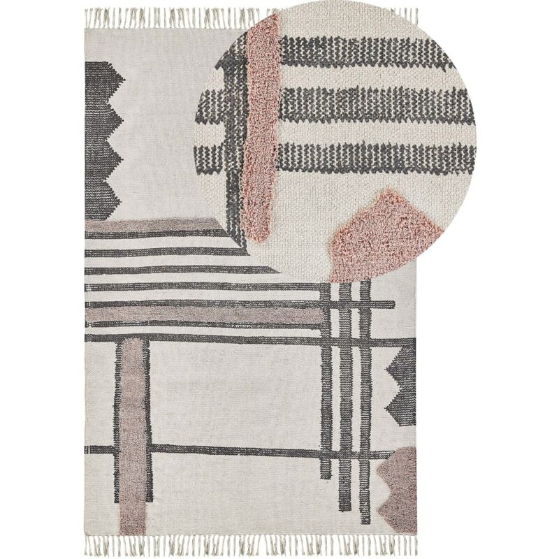 Beliani Teppich Muradiye Beige 160 X 230 Cm Baumwolle