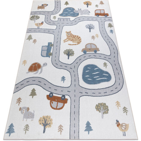 Teppich BONO 8283 Straße, Tiere creme / hellgrau multicolour 280x370 cm