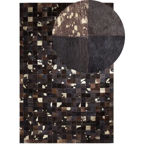 Teppich Braun aus Leder 140 x 200 cm Patchwork Handgefertigt Rechteckig Modern