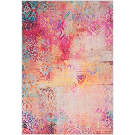 Teppich Bunt 140 x 200 cm aus Polyester Kurzflor Abstrakt Rechteckig Bedruckt Modern