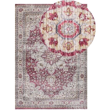Teppich Bunt Polyester / Baumwolle 140 x 200 cm Kurzflor Geflecht Handgewebt Rechteckig Wohnzimmer orientalisches Muster