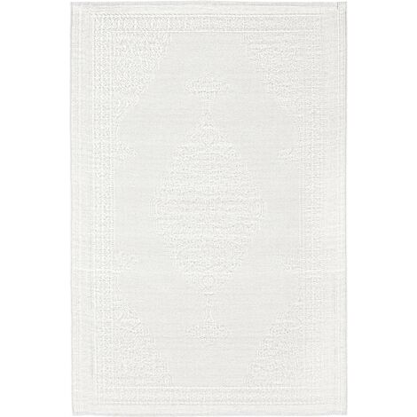 Teppich "Delbar" für Wohnzimmer und Garten Pouf aus Polypropylen -Weiss / 120 x 180  cm