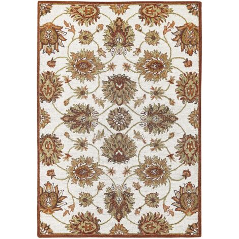 Teppich EZINE Beige 140 x 200 cm Wolle