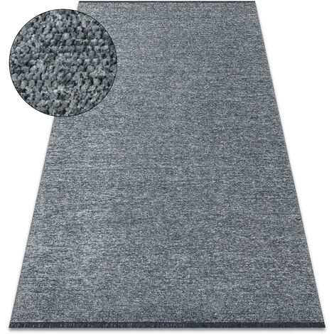 Teppich FLORENCE 24021 Einfarbig, Glamour, Flachgewebt, Fransen - grau grey 118x170 cm