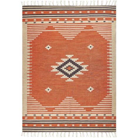Teppich GAVAR Orange 140 x 200 cm Baumwolle Kelim