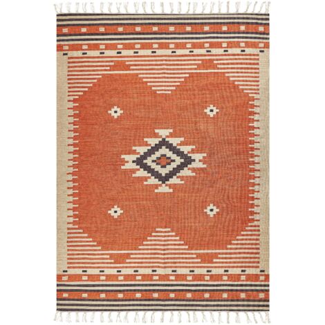 Teppich GAVAR Orange 200 x 300 cm Baumwolle Kelim