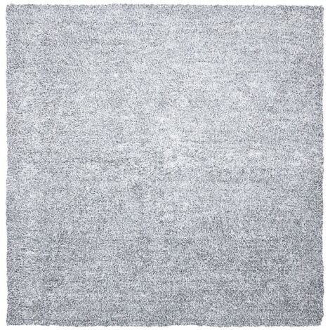 Teppich Grau Meliert Polyester 200 x 200 cm Quadratisch Hochflor Modern Maschinengetuftet Fußbodenheizung Geeignet Wohnzimmer Schlafzimmer Flur