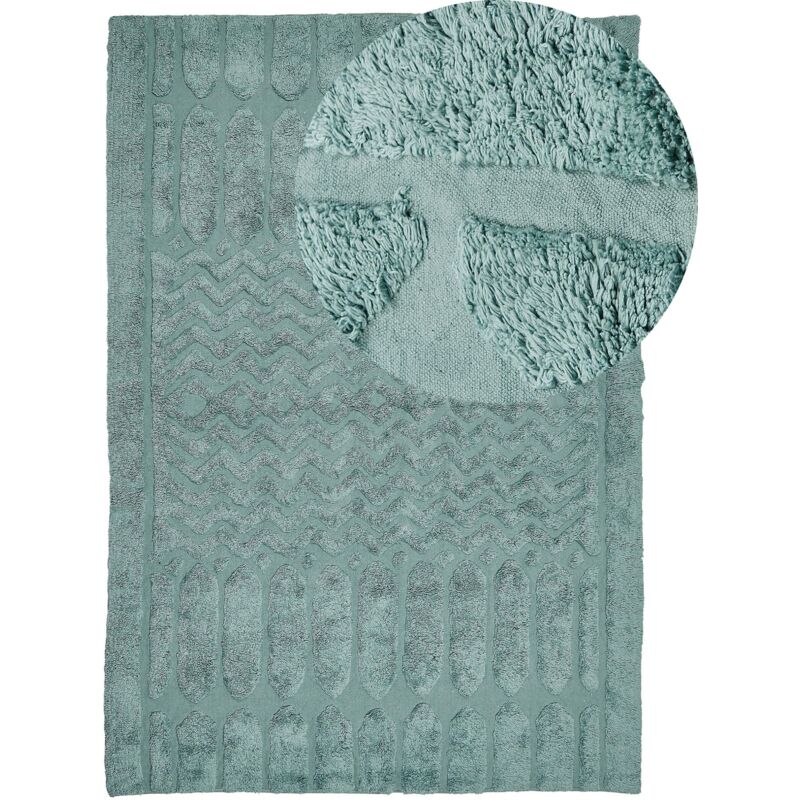 Beliani Teppich Sirnak Mintgrün 160 X 230 Cm Baumwolle