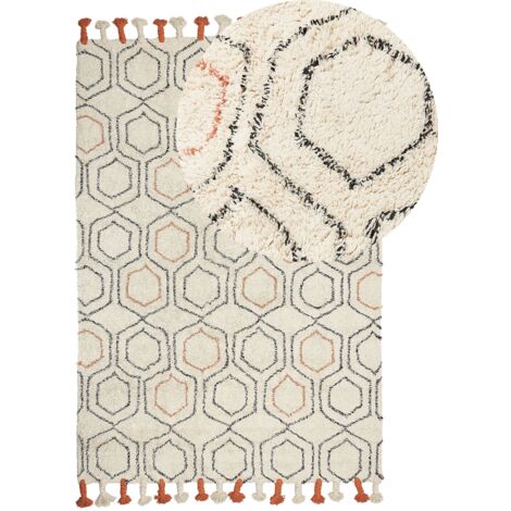 Teppich HAJIPUR Beige 140 x 200 cm Baumwolle
