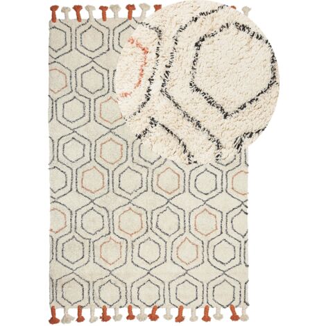 Teppich HAJIPUR Beige 160 x 230 cm Baumwolle