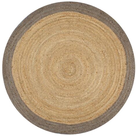 Teppich Handgefertigt Jute mit Grauem Rand 150 cm