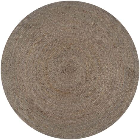 Teppich Handgefertigt Jute Rund 120 cm Grau vidaXL