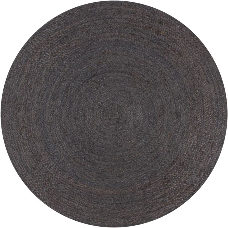 Teppich Handgefertigt Jute Rund 90 Cm Dunkelgrau Vidaxl