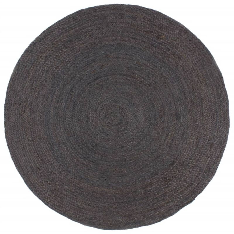 Teppich Handgefertigt Jute Rund 210 Cm Dunkelgrau - Vidaxl