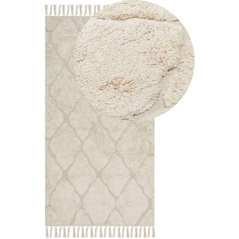 Beliani Teppich Silchar Beige 80 X 150 Cm Baumwolle