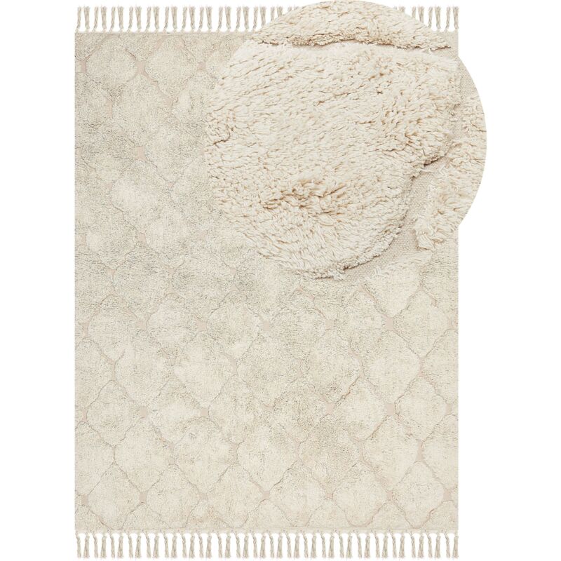 Beliani Teppich Silchar Beige 160 X 230 Cm Baumwolle