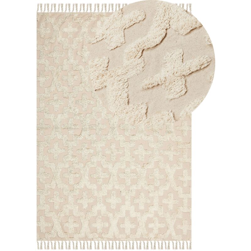 Beliani Teppich Itanagar Beige 160 X 230 Cm Baumwolle