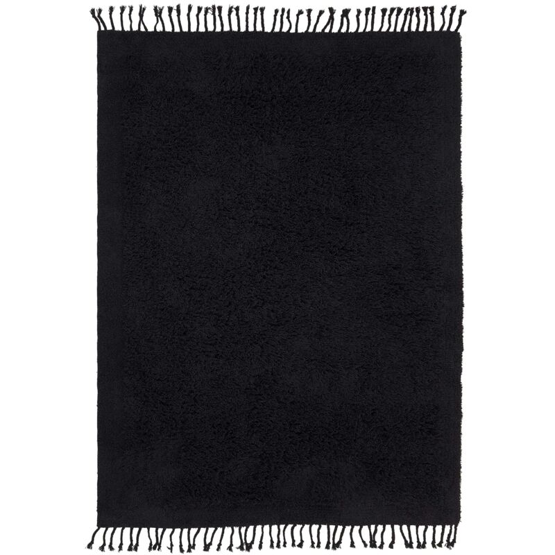 Beliani Teppich Bitlis Schwarz 140 X 200 Cm Baumwolle