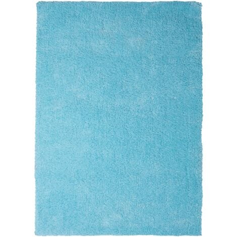 Teppich Hellblau Polyester 140 x 200 cm Rechteckig Hochflor Modern Maschinengetuftet Fußbodenheizung Geeignet Wohnzimmer Schlafzimmer Flur