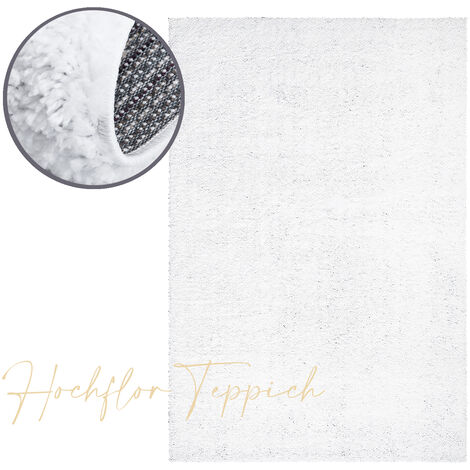 Teppich Hochflor Shaggy Flauschig Weich Einfarbig Beige, 200 x 200 cm