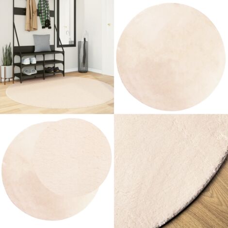 Teppich HUARTE Kurzflor Weich und Waschbar Beige Ø 160 cm - Teppich Kurzflor - Teppich Beige