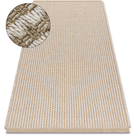 Teppich JUTE 3650 creme / beige Linien - Jute, flachgewebt, Fransen beige 60x100 cm