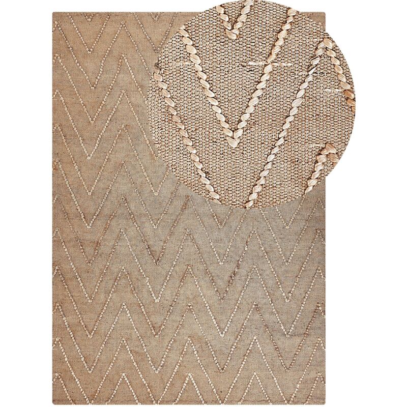 Beliani Teppich Daday Beige 140 X 200 Cm Jute