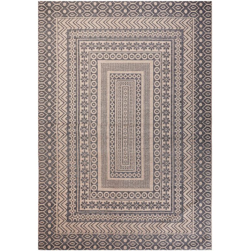 Beliani Teppich Beige U. Grau Aus Jute 160 X 230 Cm Rechteckig Geometrisches Muster Für Wohnzimmer Schlafzimmer Flur