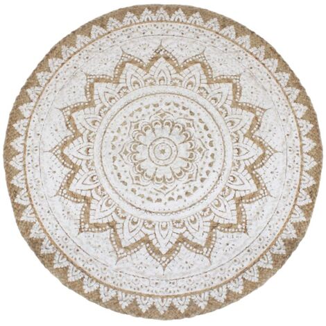 Teppich Jute Geflochten Bedruckt 180 cm Rund vidaXL