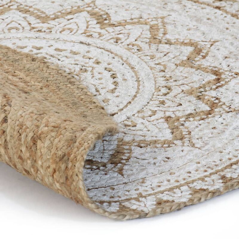 Teppich Jute Geflochten Bedruckt 90 Cm Rund