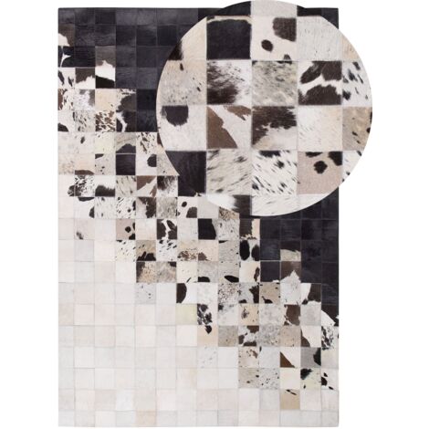 Teppich KEMAH Schwarz 140 x 200 cm Echtleder