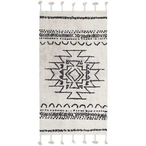 Teppich KHOURIBGA Cremeweiß 80 x 150 cm Baumwolle
