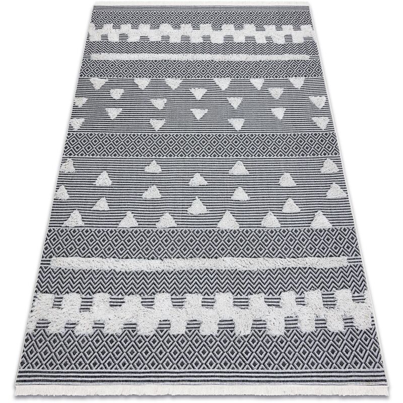 Rugsx - Teppich ÖKO SISAL BOHO MOROC Geometrisch 22321 Franse - zwei Ebenen aus Vlies creme / grau, recycelter Teppich Beigetönen 117x170 cm