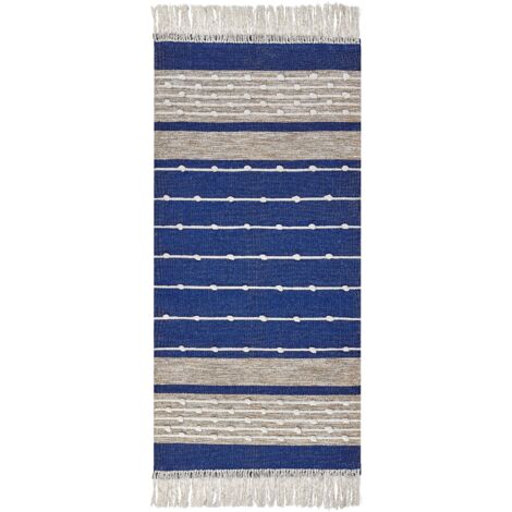 Teppich KONDHALI Blau 80 x 150 cm Baumwolle