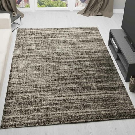 VIMODA Teppich kurzflor Modern dichter melierter Braun Weiß für Wohnzimmer, Schlafzimmer, kinderzimmer,120x170 cm