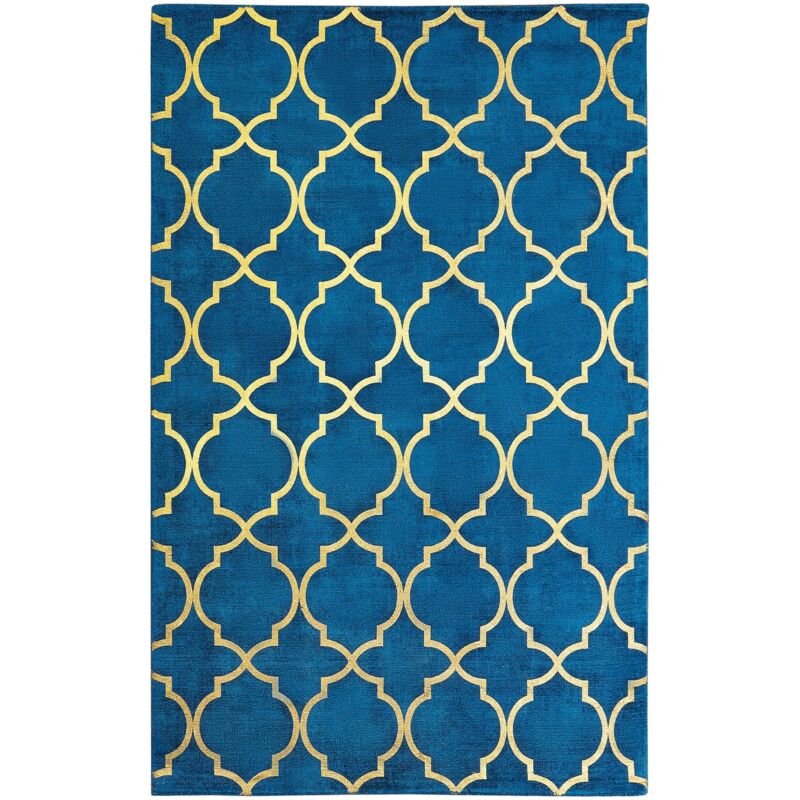 Beliani Teppich Yelki Blau 140 X 200 Cm Viskose