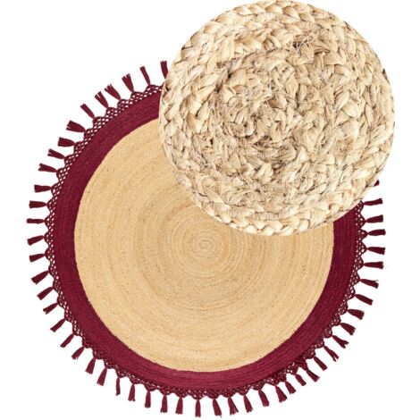 Teppich MARTS Dunkelrot ø 140 cm Jute