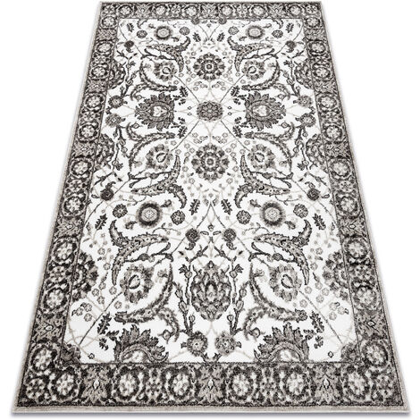 Teppich MATEO 8037/944 Modern Rahmen, Blumen - Strukturell grau / beige beige 240x330 cm